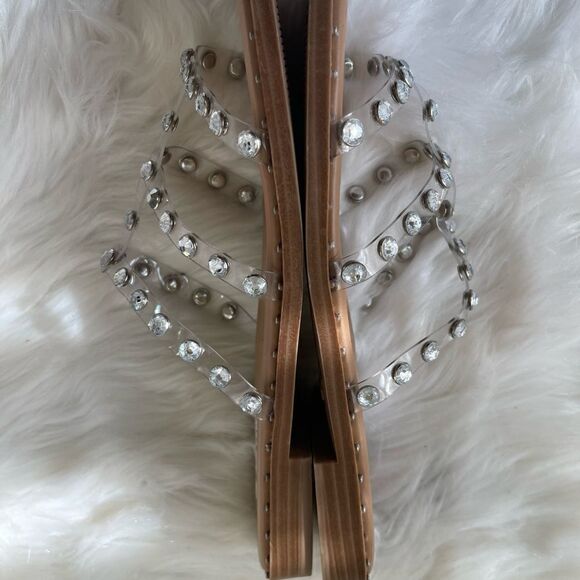 Steve Madden Lynda clear crystal straps sandals slip on square toe size 9M - Picture 11 of 13